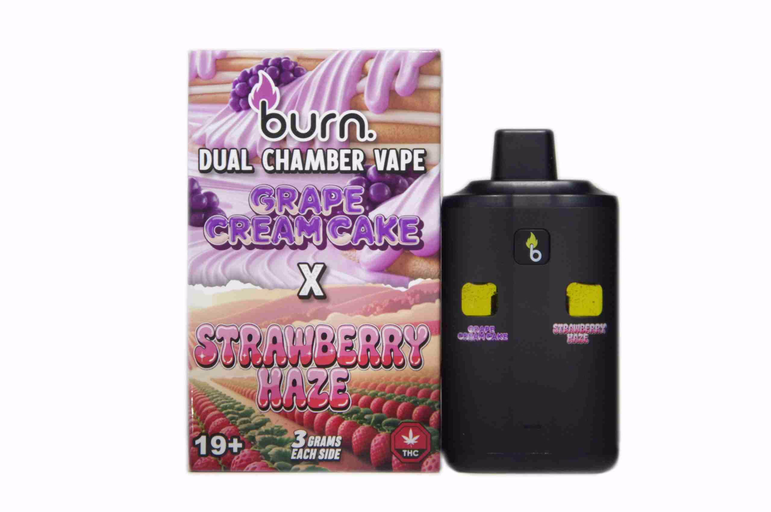 Burn Dual Chamber Pen 6g - Grape Cream Cake (I) + Strawberry Haze (S)