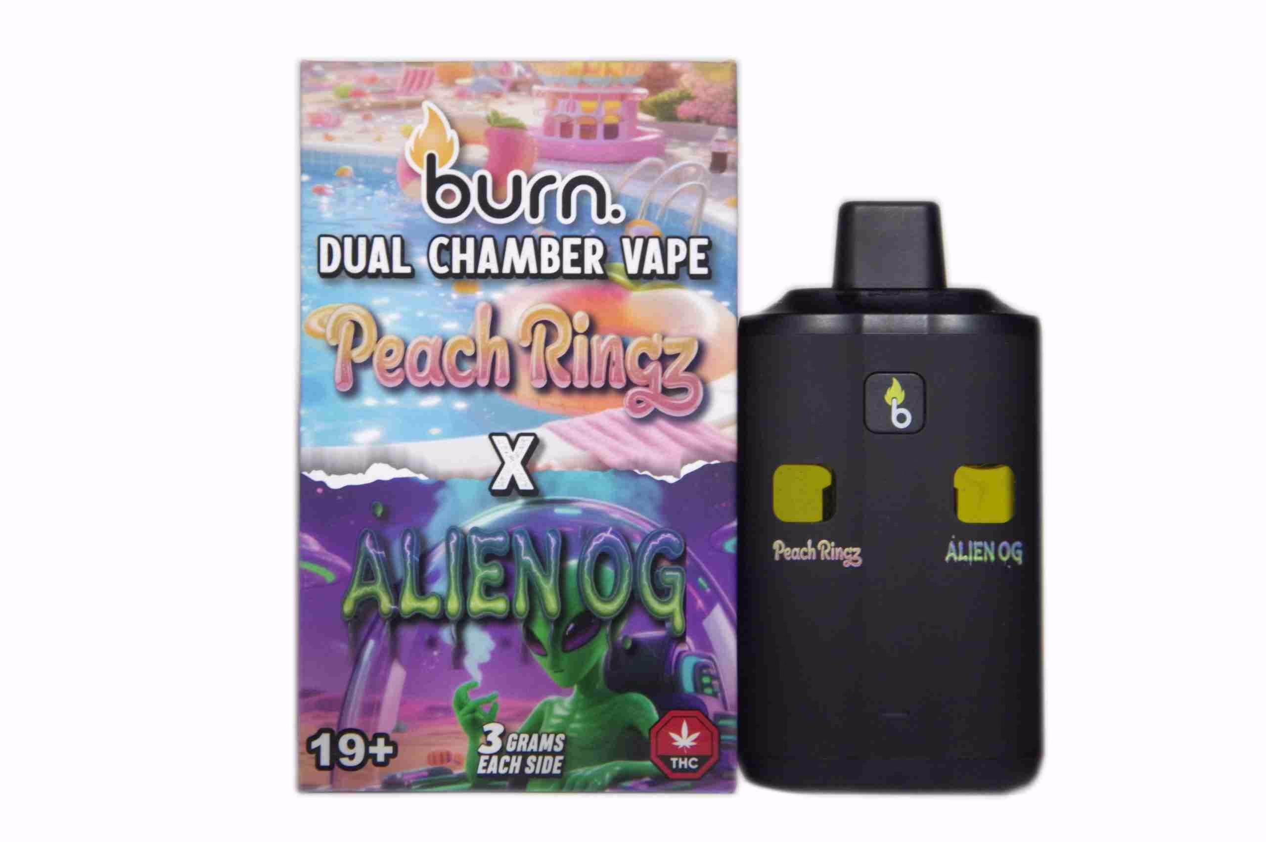 Burn Dual Chamber Pen 6g - Peach Ringz (H) + Alien OG (H)