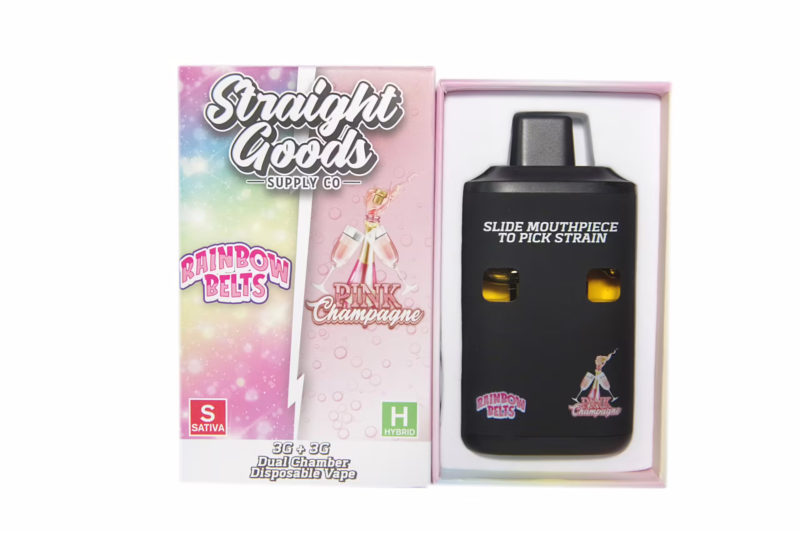 Straight Goods Dual Chamber Pen (6g) - Rainbow Belts + Pink Champagne