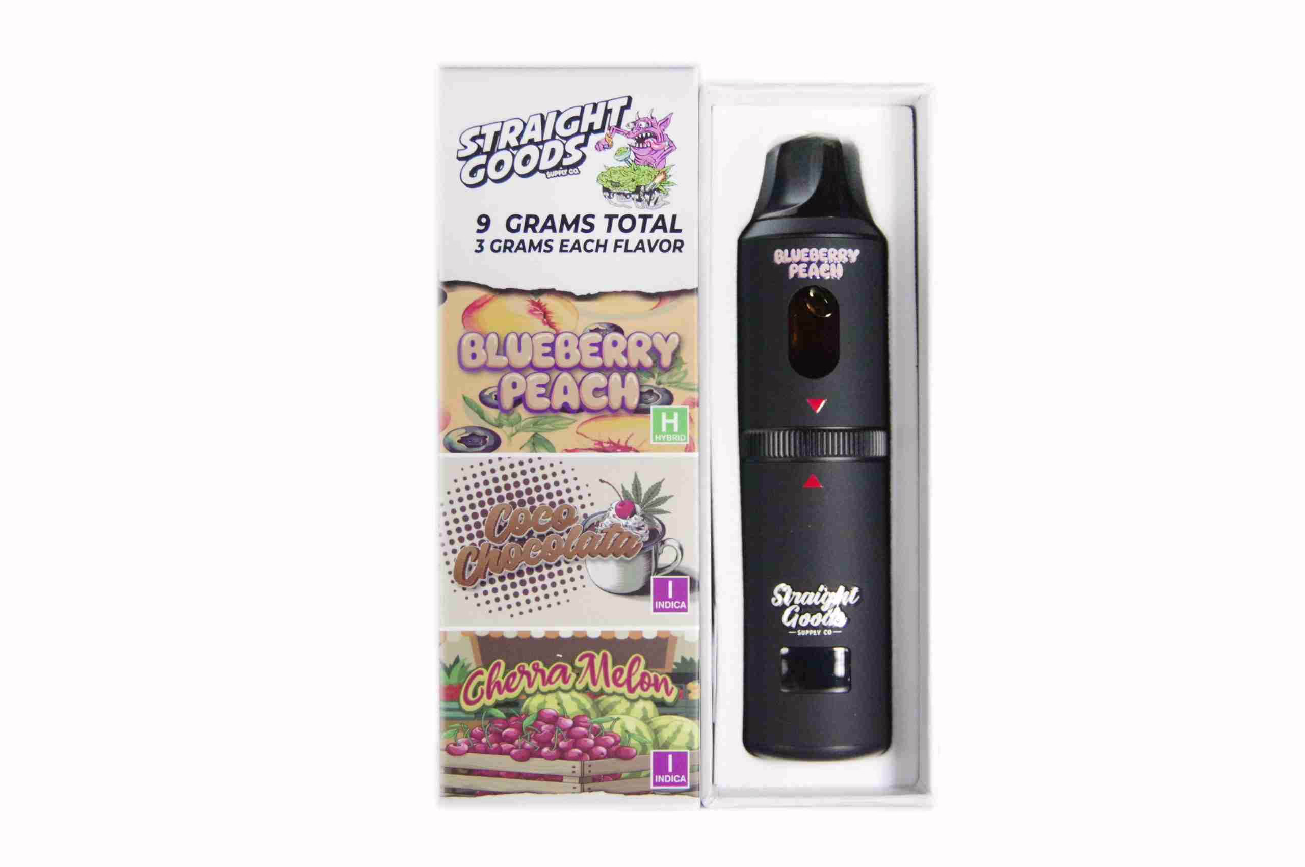 Straight Goods Triple Chamber Pen (9g) - Blueberry Peach + Coco Chocolata + Cherra Melon