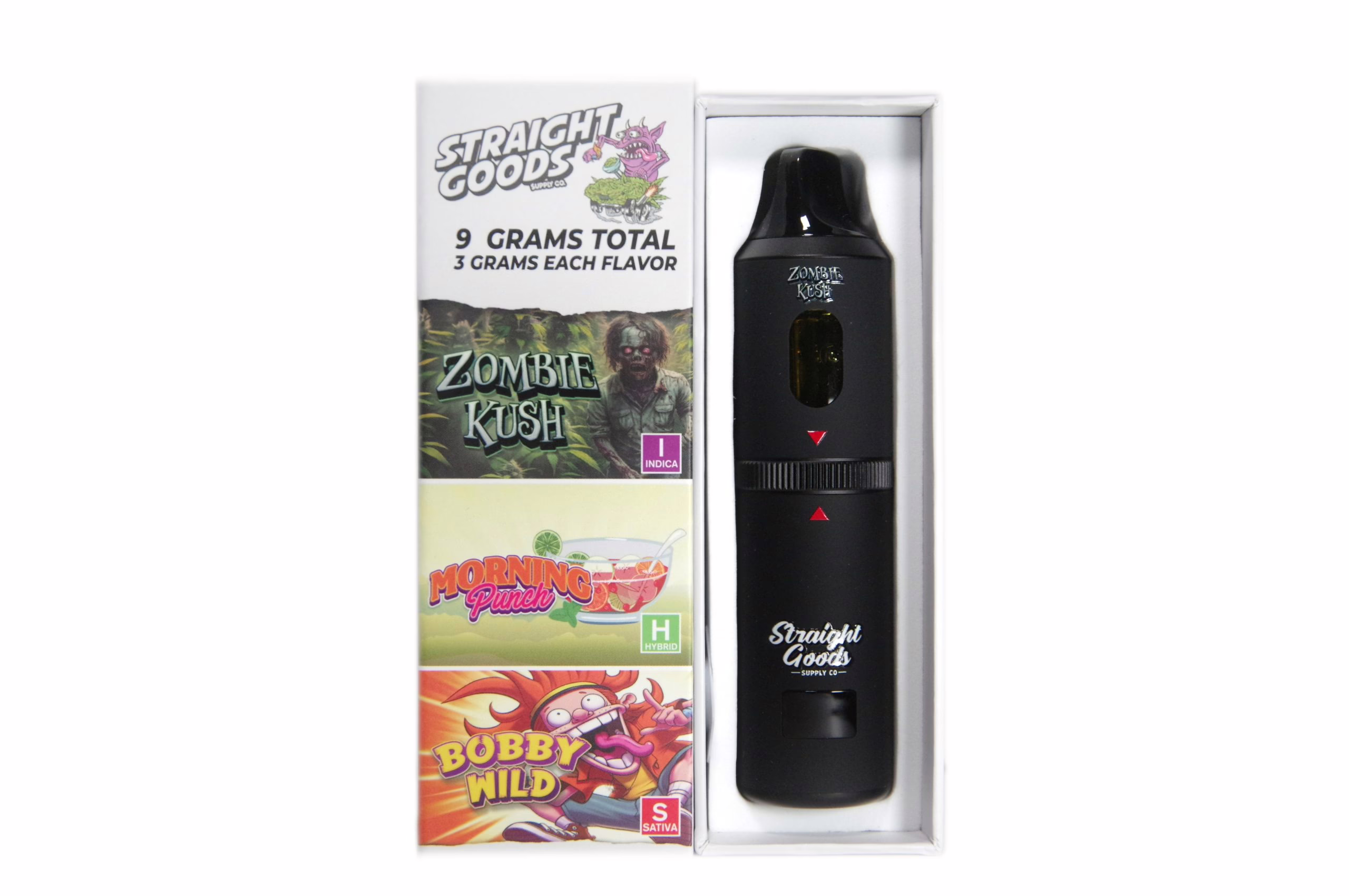 Straight Goods Triple Chamber Pen (9g) - Zombie Kush + Morning Punch + Bobby Wild