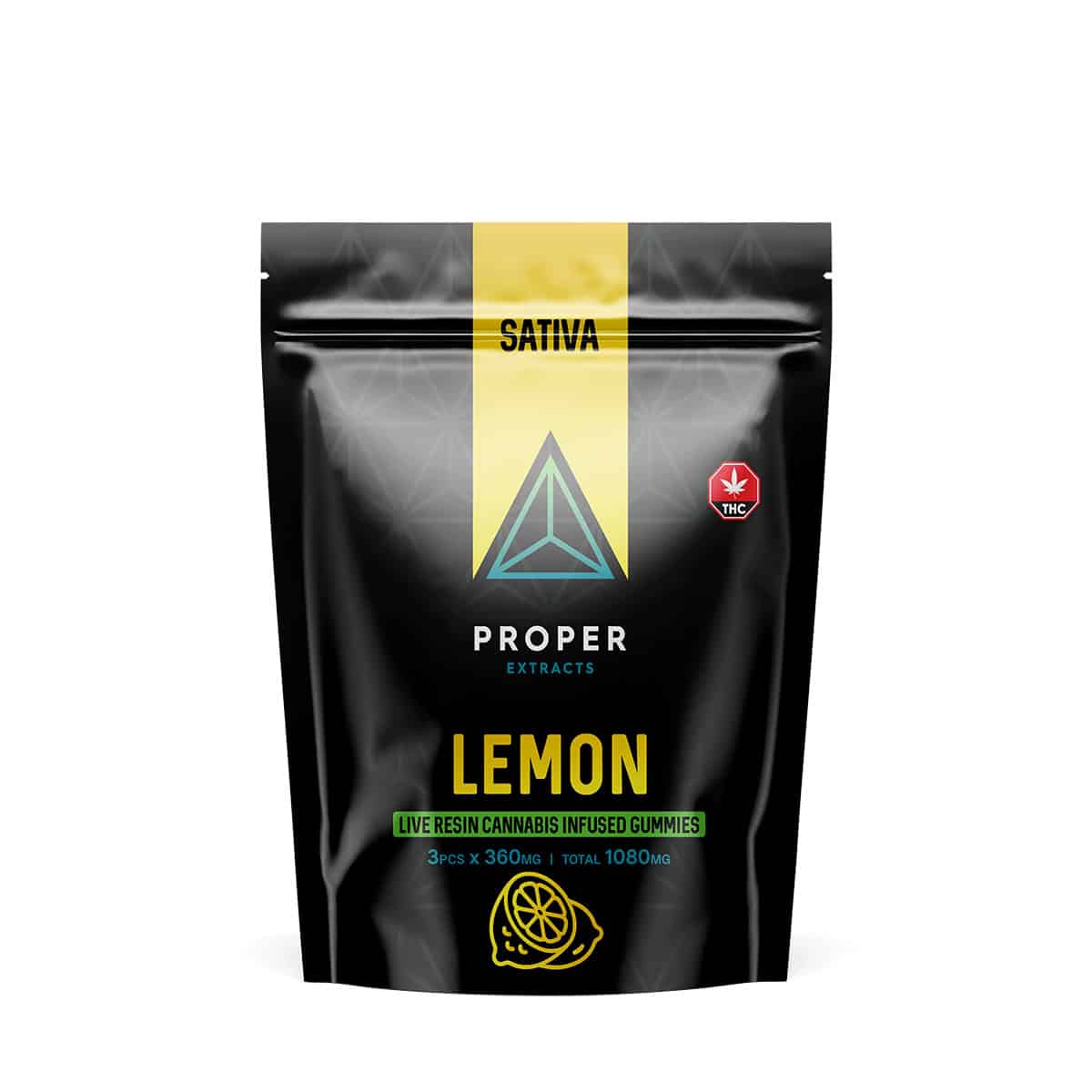Proper Extracts Live Resin Gummies - Lemon 1080mg