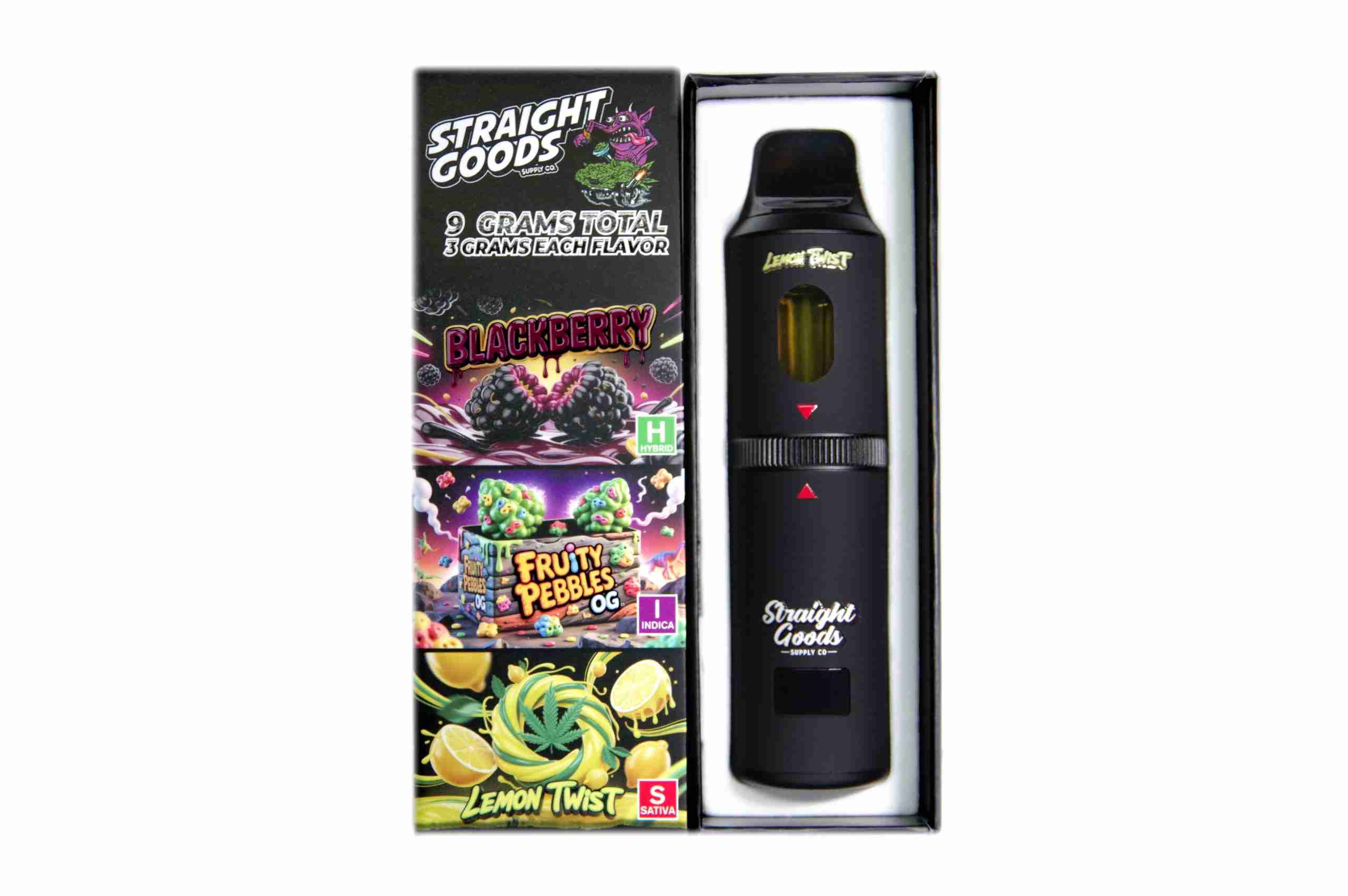 Straight Goods Triple Chamber Pen (9g) - Blackberry + Fruity Pebbles OG + Lemon Twist