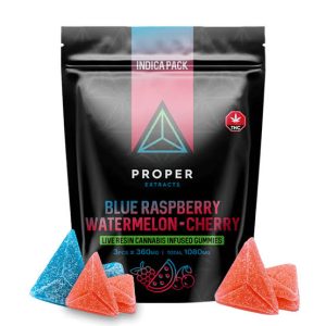 Proper Extracts Live Resin Gummies - Blue Raspberry Watermelon Cherry 1080mg