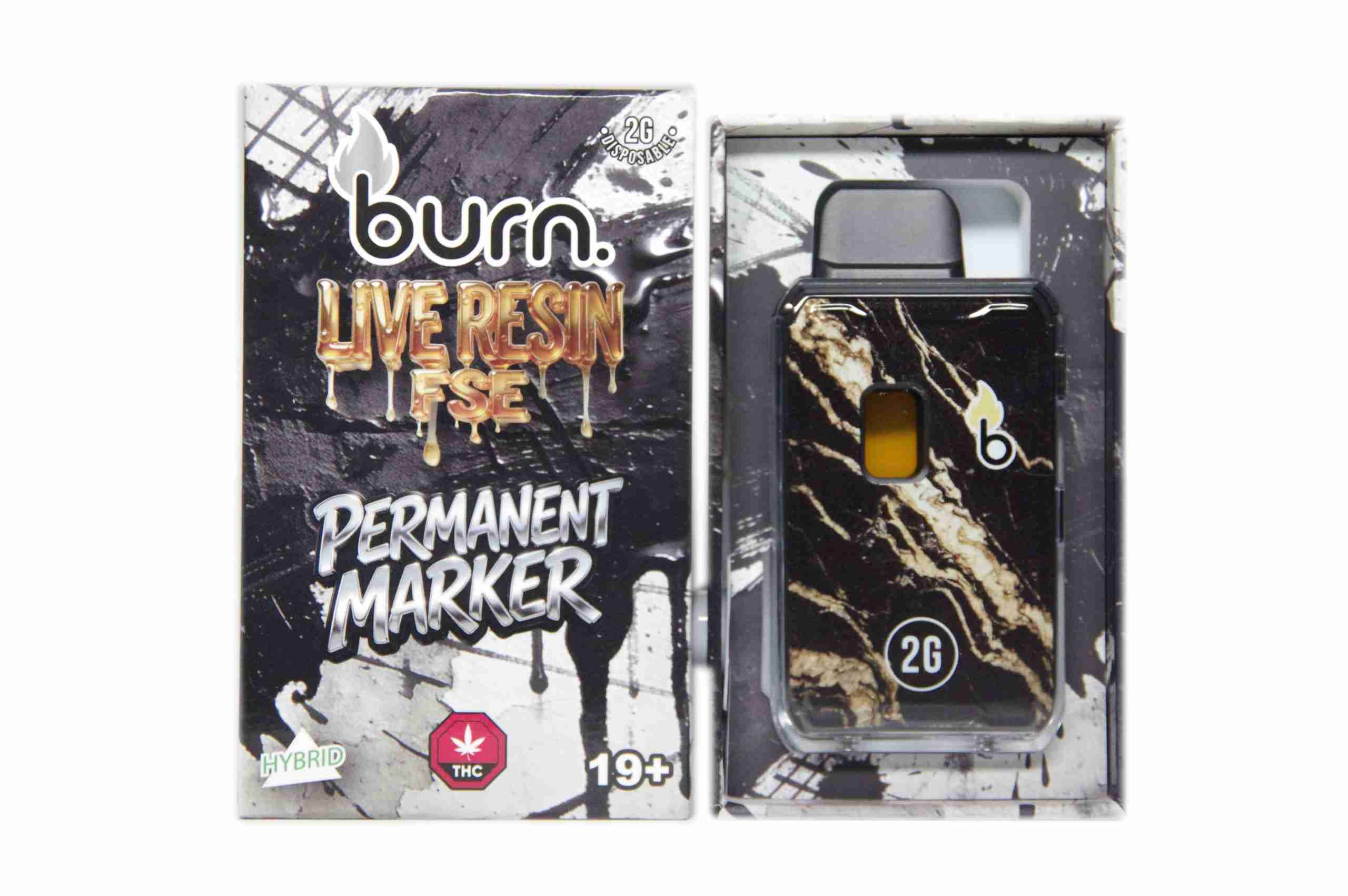Burn Live Resin FSE Disposable Pen 2g - Permanent Marker