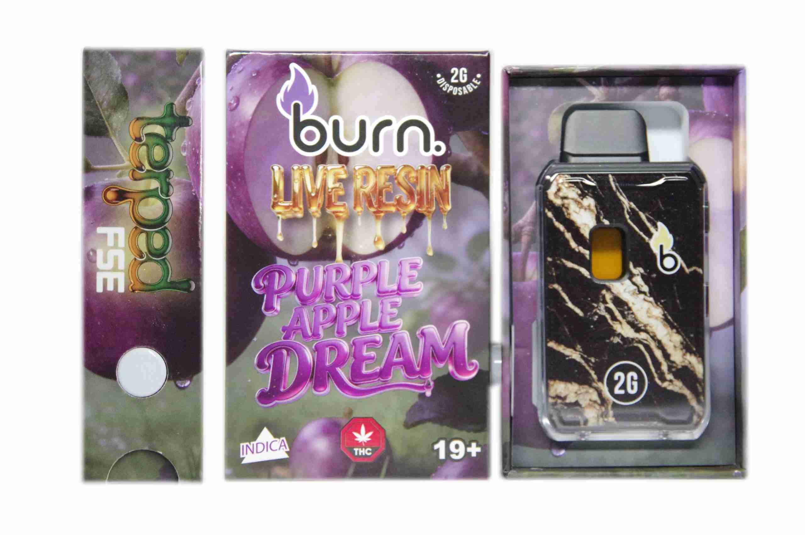 Burn Terped FSE Live Resin Disposable Pen 2g - Purple Apple Dream