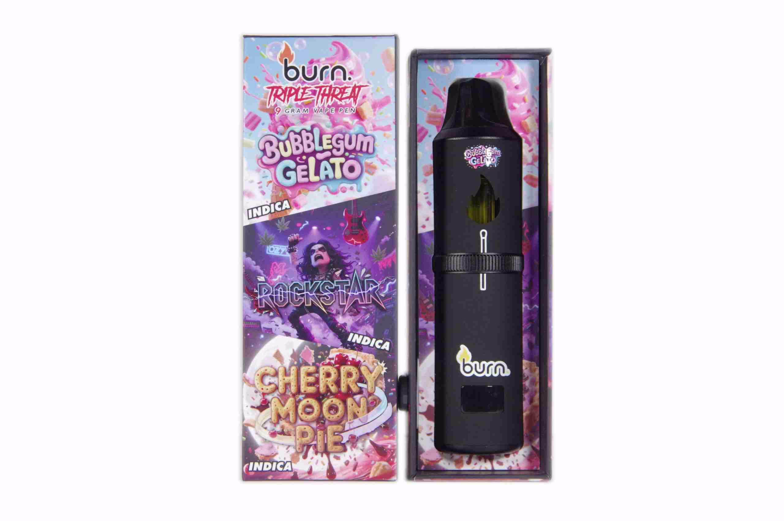 Burn Triple Threat Pen (9g) - Bubblegum Gelato + Rockstar + Cherry Moon Pie