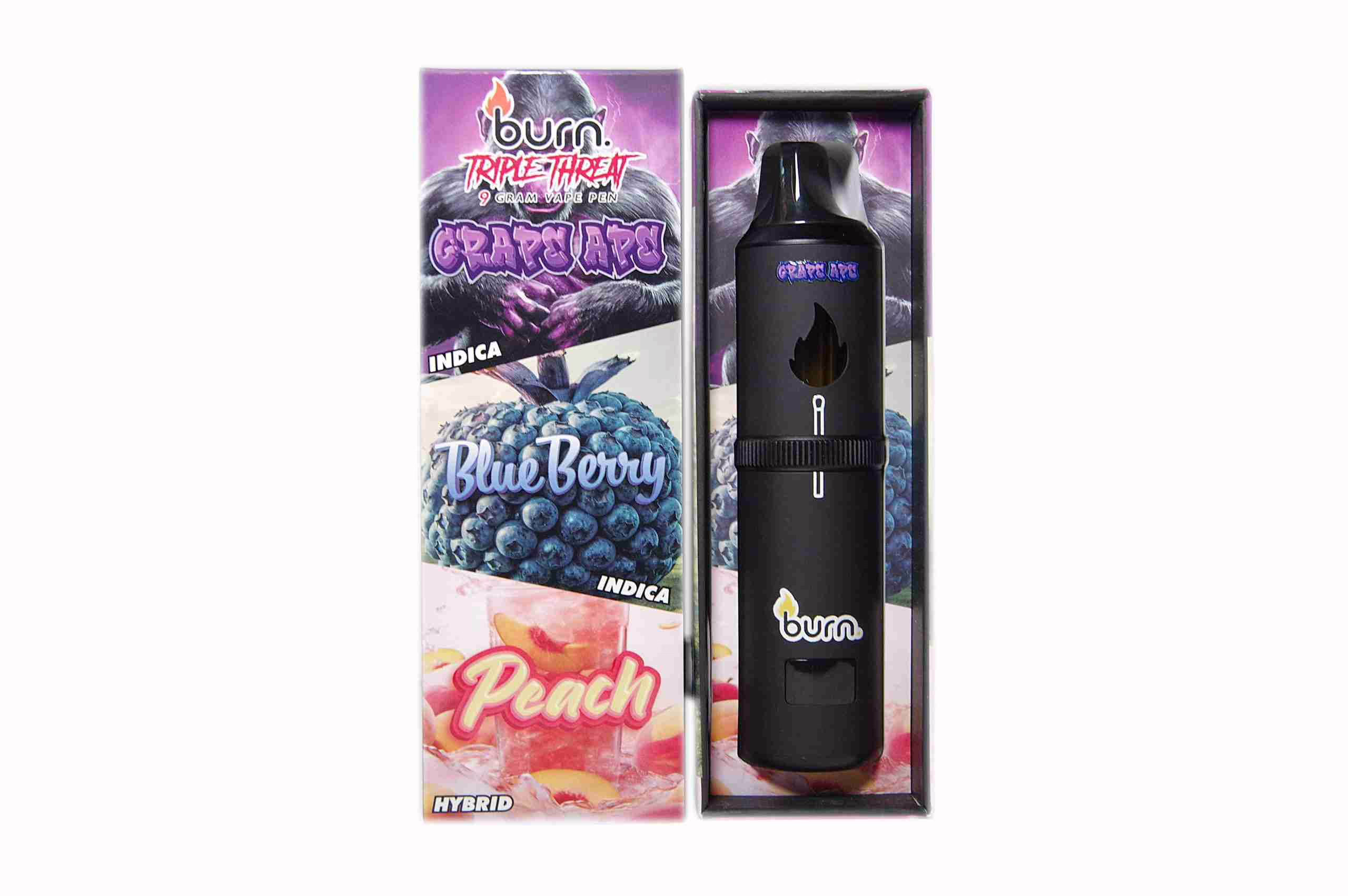 Burn Triple Threat Pen (9g) - Grape Ape + Peach + Blueberry