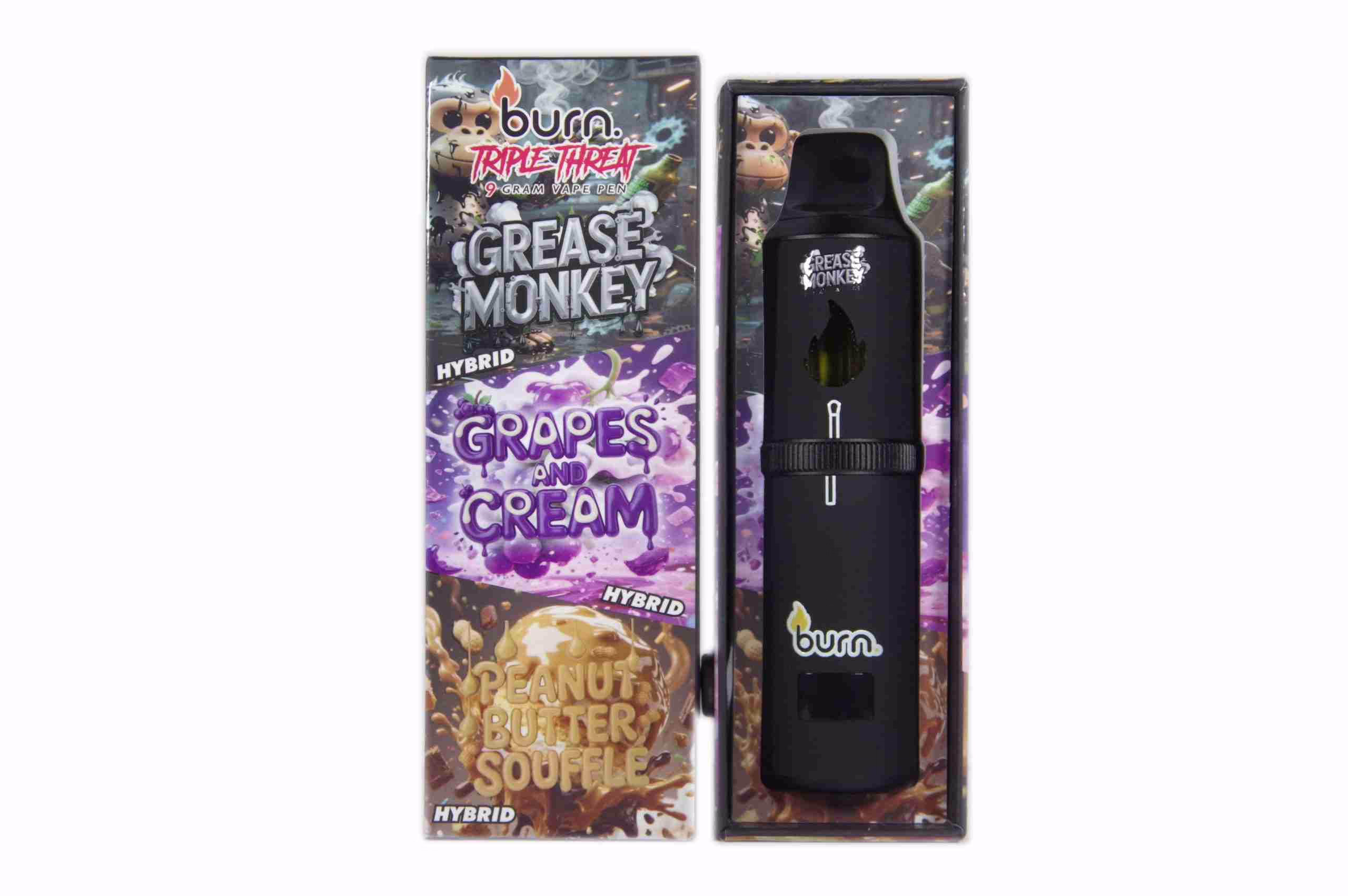 Burn Triple Threat Pen (9g) - Grease Monkey + Grapes and Cream + Peanut Butter Soufflé