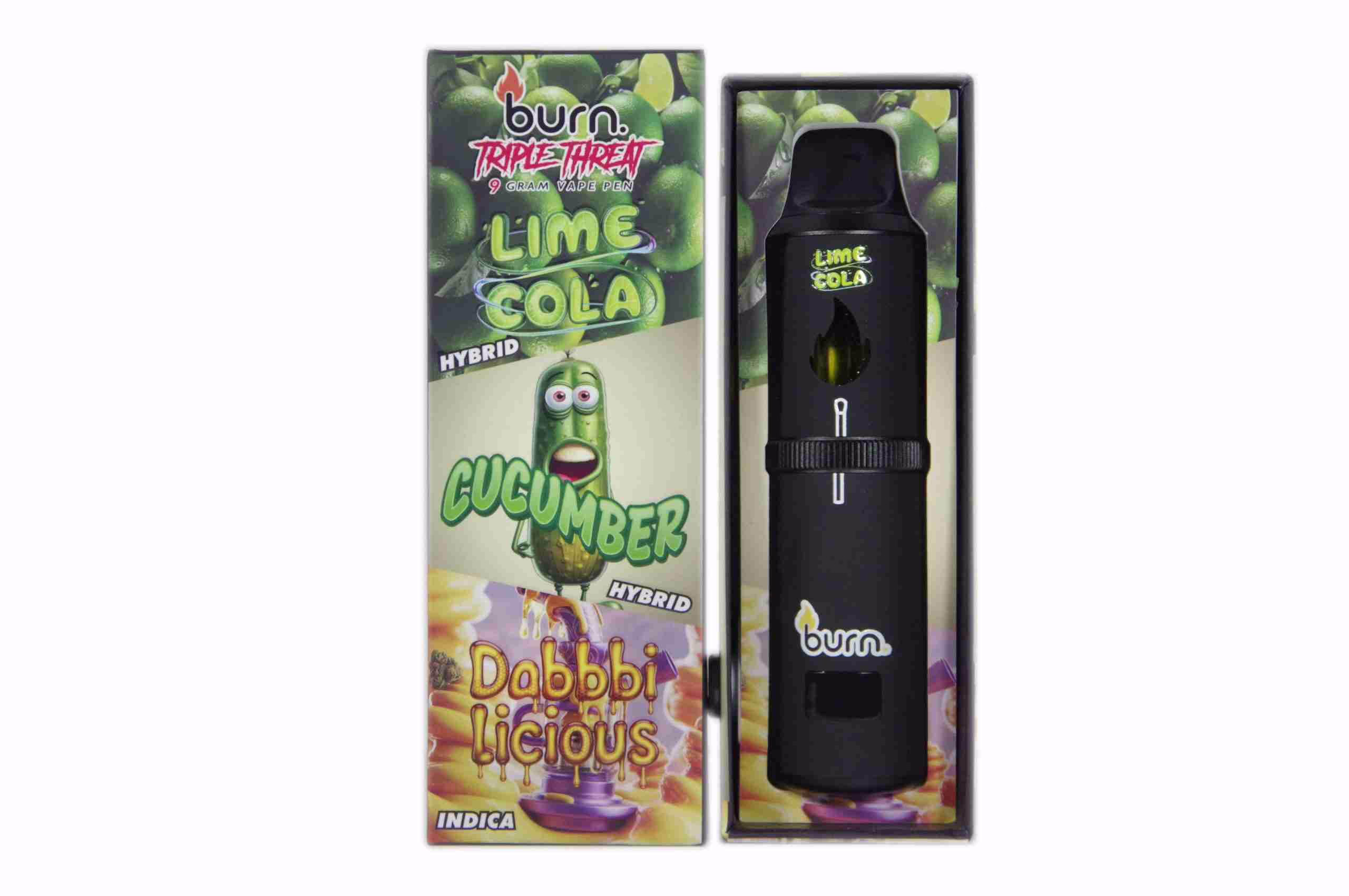 Burn Triple Threat Pen (9g) - Lime Cola + Cucumber + Dabbbilicious