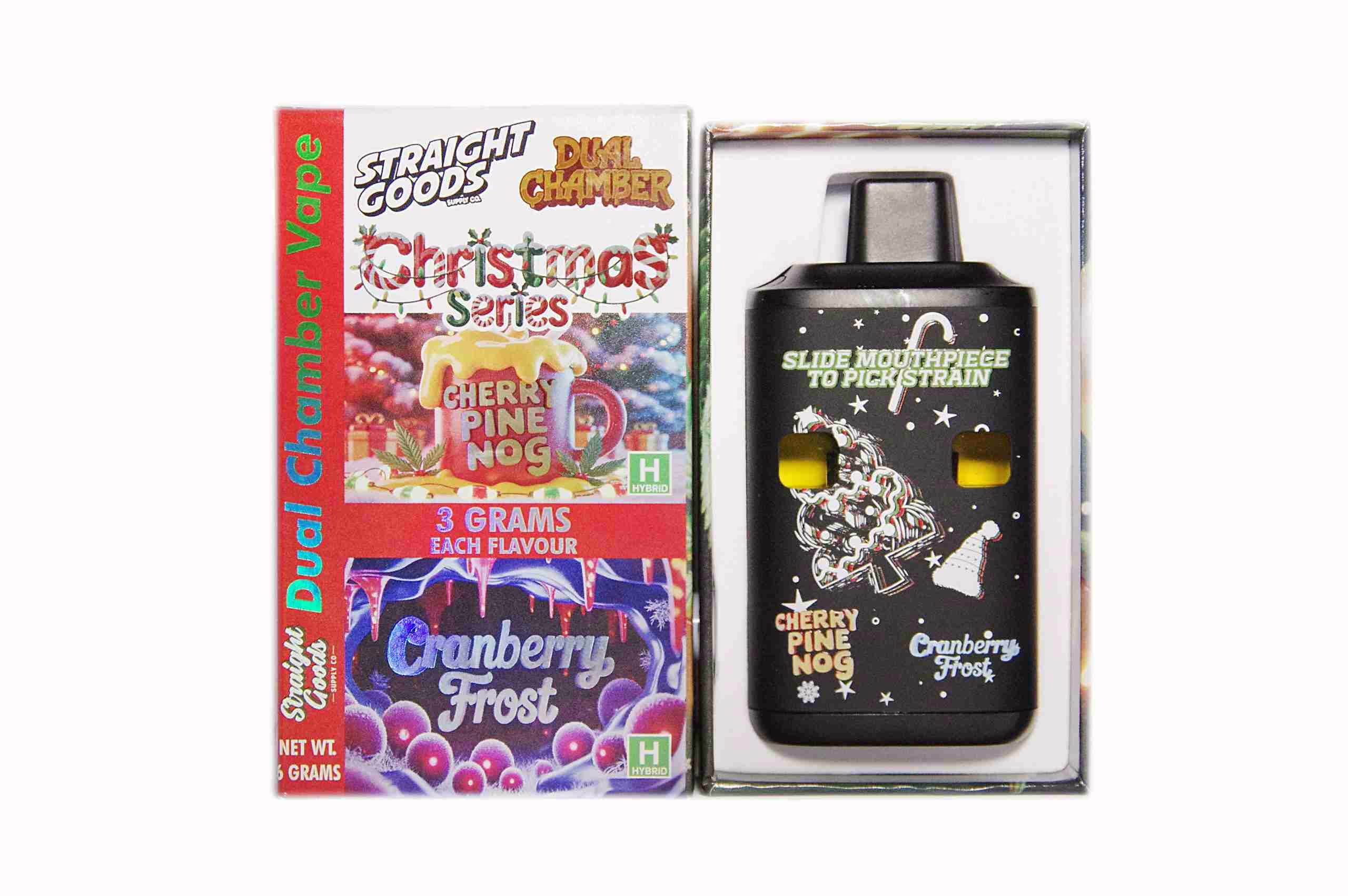 *Christmas Series* Straight Goods Dual Chamber Pen (6g) - Cherry Pine Nog + Cranberry Frost Cream