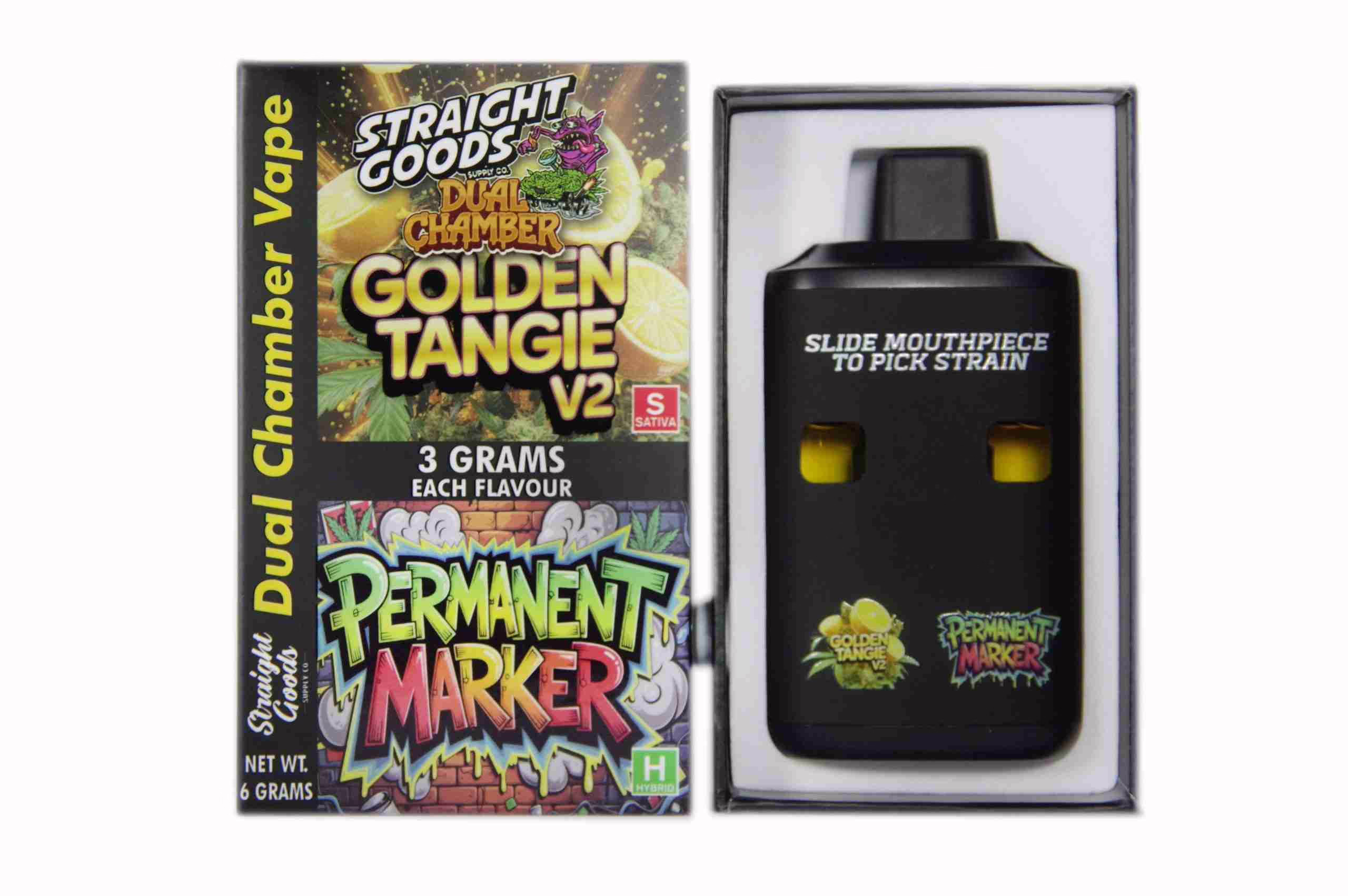 Straight Goods Dual Chamber Pen (6g) - Golden Tangie V2 + Permanent Marker