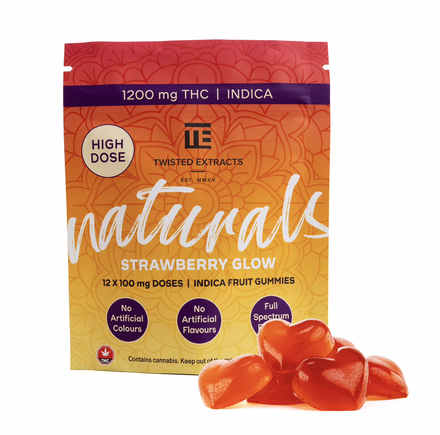 Twisted Extracts Naturals - Strawberry Glow 1200mg (Indica)